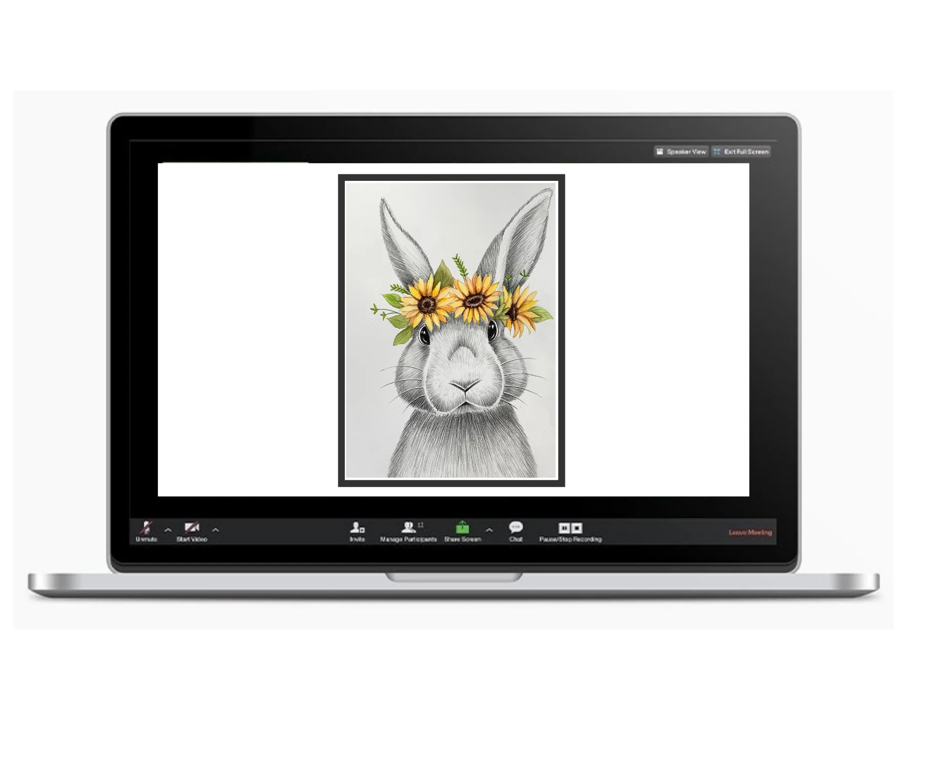 SUNFLOWER BUNNY IN GRAPHITE & WATERCOLOUR